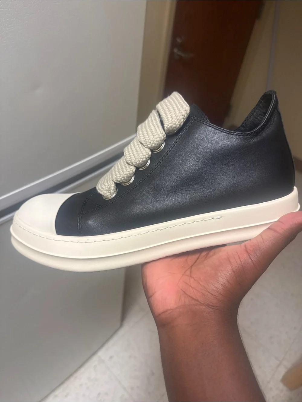 Rick Owens Kids Black and Cream Low-Top Sneakers